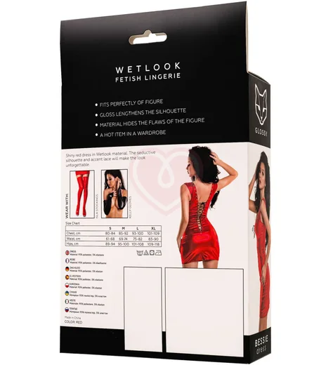 Платье с корсетной шнуровкой Glossy Bessie из материала Wetlook красное фото 8