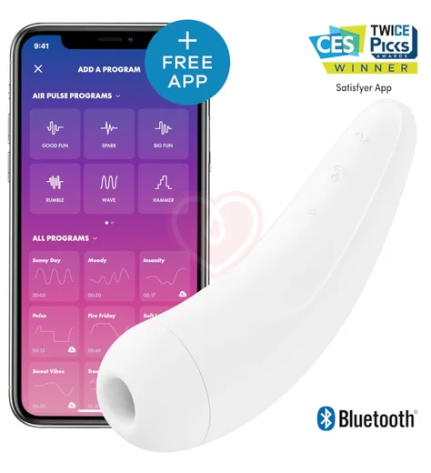 Вакуумный стимулятор с приложением Satisfyer Curvy 2+ белый фото 3