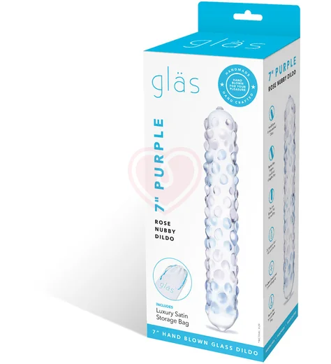 Стеклянный стимулятор с пупырышками Glas Purple Rose Nubby фото 7