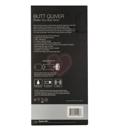 Анальная пробка с вибрацией Rocks Off Butt Quiver чёрная фото 2