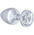 Анальная пробка с прозрачным кристаллом Diamond Sparkle Large серебро фото 1