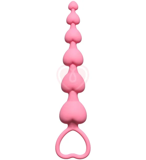 Анальная цепочка Lola Games First Time Heart's Beads розовая фото 1