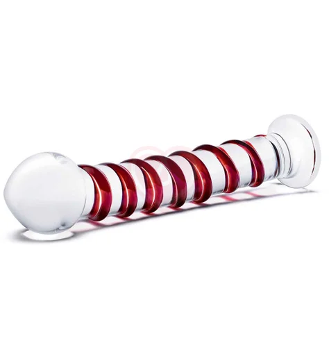 Стеклянный фаллоимитатор с красной спиралью Glas Mr.Swirly Dildo фото 2