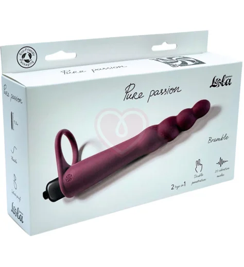 Вибронасадка для двойного проникновения Pure Passion Bramble 16 см бордовая фото 2