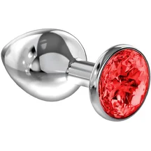 Анальная пробка с красным кристаллом Diamond Sparkle Large серебро