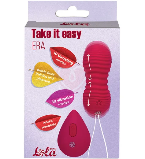 Вагинальные шарики с вибрацией и пульсацией Take it Easy Era бордовые фото 2