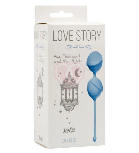 Фактурные вагинальные шарики Love Story One Thousand and One Nights Sky Blue голубые фото 2