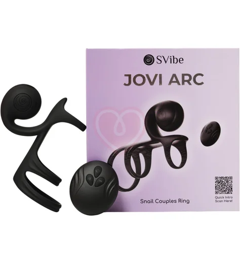 Парное эрекционное кольцо с вибрацией и двойной стимуляцией SVibe Jovi Arc Svsnlt-Ch чёрное фото 12