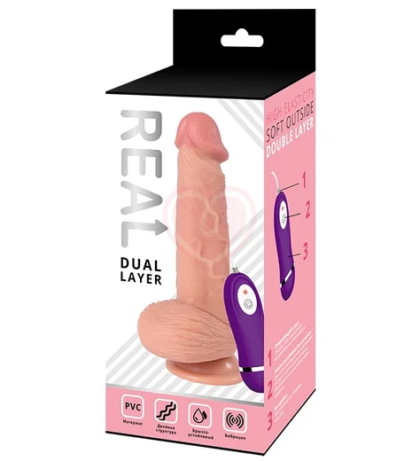 Реалистичный вибратор с двойной текстурой Real Dual Layer 20 см фото 5