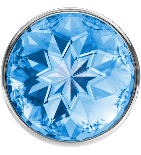 Анальная пробка с голубым кристаллом Diamond Sparkle Large серебро фото 3