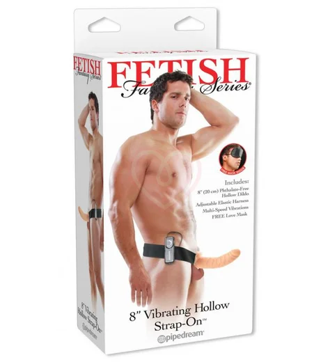 Реалистичный фаллопротез с вибрацией Pipedream Vibrating Hollow Strap-on 20 см телесный фото 4