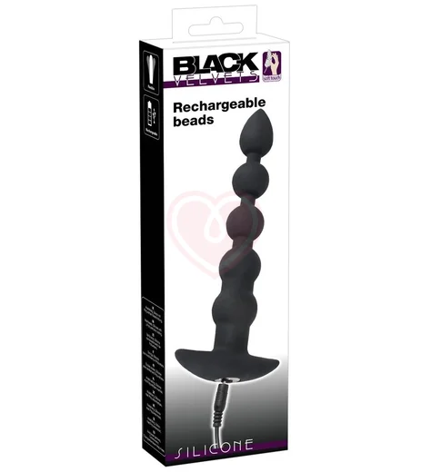 Анальная цепочка с вибрацией Black Velvets чёрная фото 4