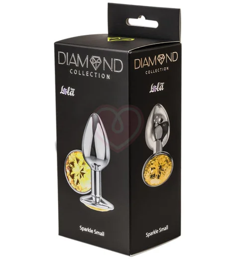 Анальная пробка с жёлтым кристаллом Diamond Clear Sparkle Small серебро фото 4