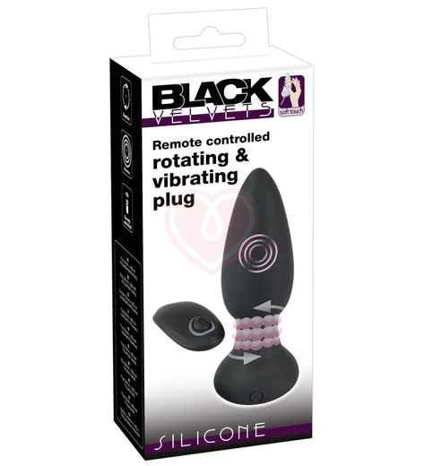 Анальная вибропробка с ротацией и пультом управления Black Velvets фото 5