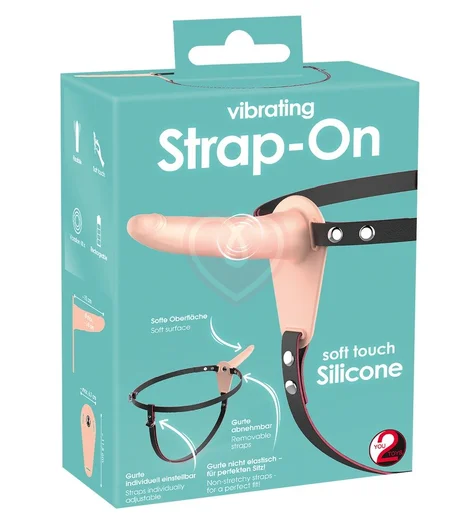 Гладкий страпон с вибрацией на ремешках Vibrating Strap-On фото 7
