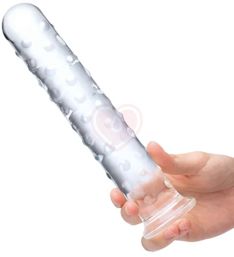Стеклянный фаллоимитатор с пупырышками Glas Extra Large фото 3
