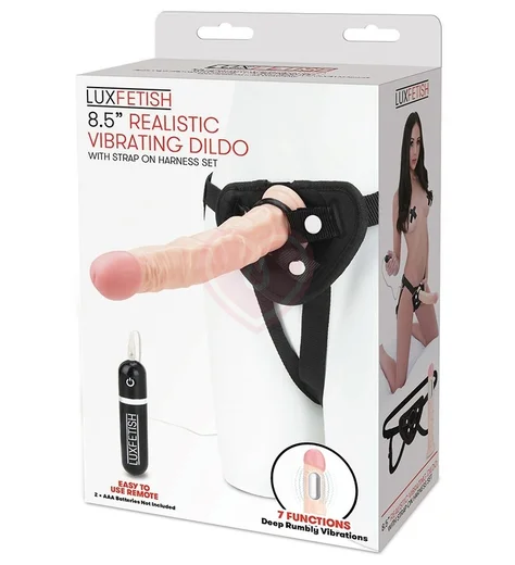 Страпон с вибрацией Lux Fetish Realistic Vibrating Dildo 21 см фото 2