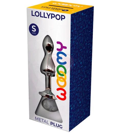 Фигурная анальная пробка с белым кристаллом Cnex Wooomy Lollypop S серебро фото 4