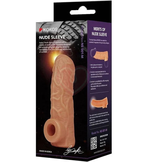 Реалистичная насадка с открытой головкой Kokos Nude Sleeve NS001-M фото 3