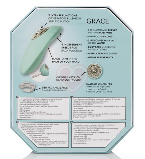 Вибромассажёр Pave Grace бирюзовый фото 5