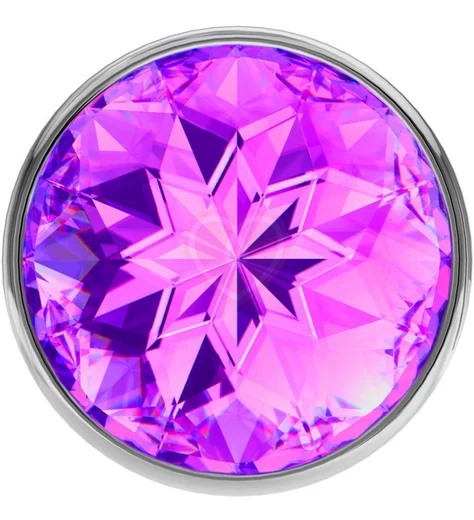 Анальная пробка с фиолетовым кристаллом Diamond Sparkle Large серебро фото 3