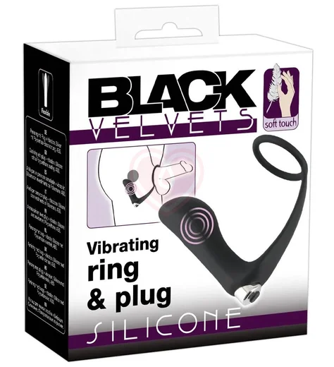 Анальный стимулятор с эрекционным кольцом Black Velvets фото 6