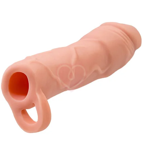 Насадка удлинитель с кольцом на мошонку XLover by Toyfa телесная фото 5