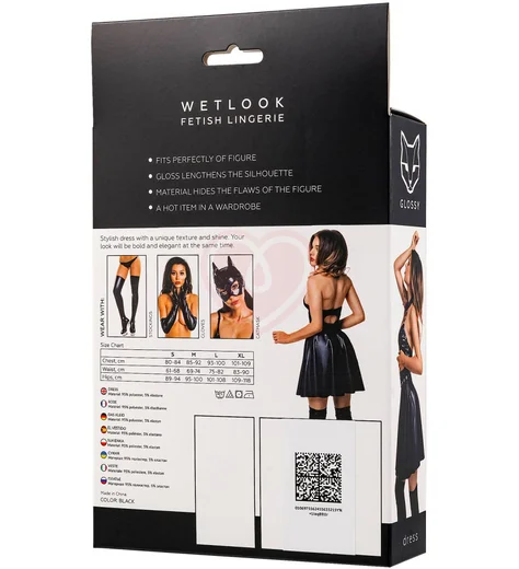 Платье с чокером из ремешков Glossy Marisa из материала Wetlook чёрное фото 5