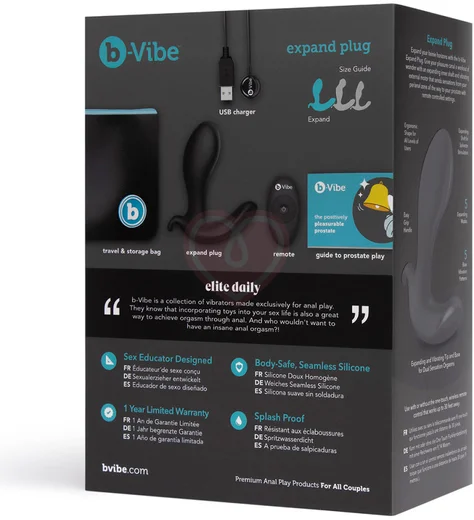 Расширяющийся вибростимулятор простаты b-Vibe Expand Plug с пультом черный фото 11