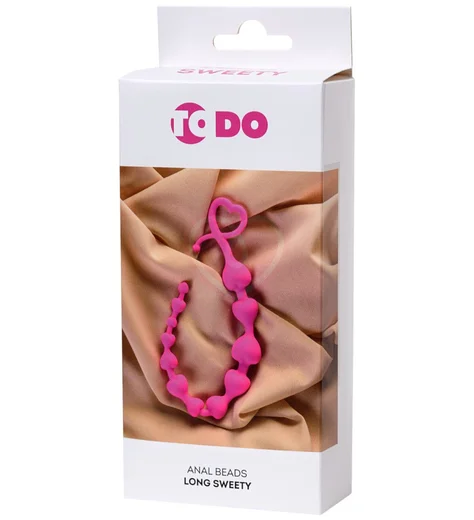 Длинные анальные бусы с сердечками ToDo Sweety розовые фото 2