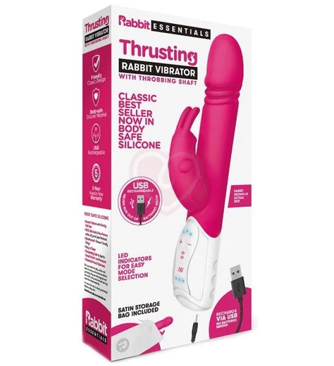 Вибратор с пульсирующей головкой Thrusting Rabbit розовый фото 4