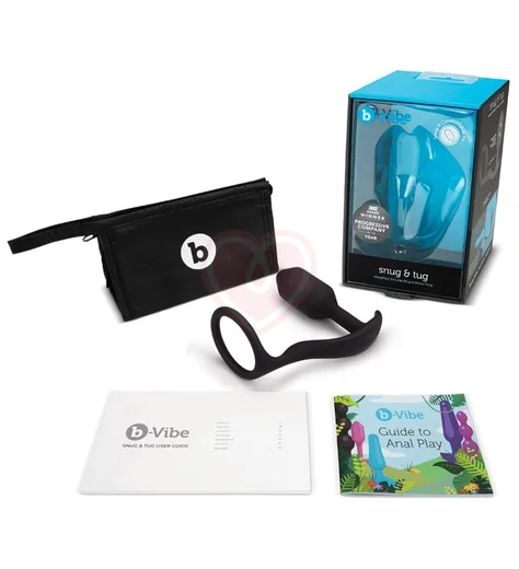 Утяжелённая анальная вибропробка с эрекционным кольцом b-Vibe Snug & Tug фото 5