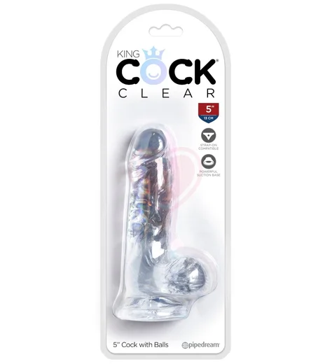 Небольшой фаллоимитатор с мошонкой на присоске King Cock Clear 11 см прозрачный фото 3