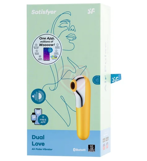 Вакуумный стимулятор с вибрацией и приложением Satisfyer Dual Love жёлтый фото 5