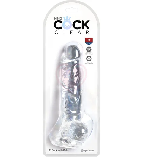 Гелевый фаллоимитатор с мошонкой King Cock Clear 16 см прозрачный фото 3