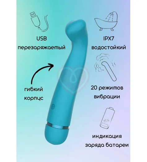 Вибратор с широким кончиком Lola Fantasy Raffi бирюзовый фото 2