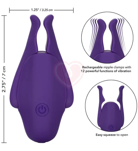 Зажимы на соски с вибрацией Nipple Play Nipplettes фиолетовые фото 5