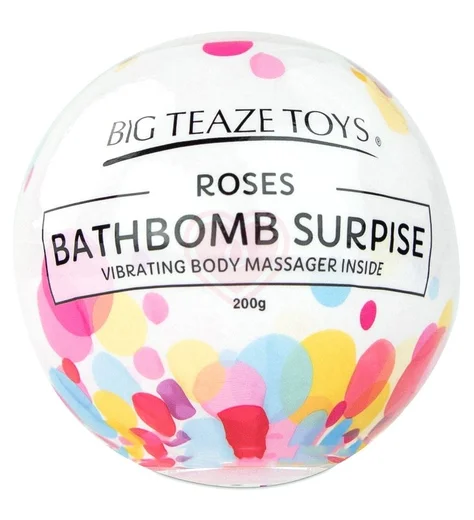 Бомбочка для ванны с вибропулей внутри Bath Bomb Surprise аромат розы фото 2