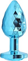 Текстурная алюминиевая анальная пробка Kanikule Medium с кристаллом голубая