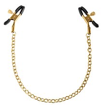 Зажимы на соски Pipedream Gold Chain Nipple Clamps чёрные с золотом