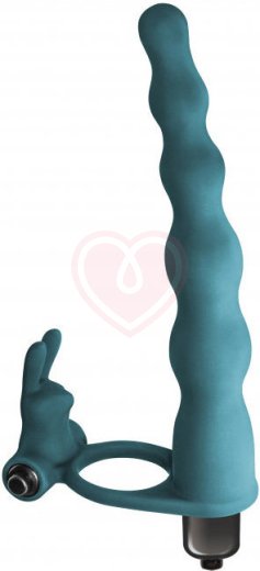 Вибронасадка для двойного проникновения со стимуляцией клитора Pure Passion Bunny 17 см зелёная фото 1