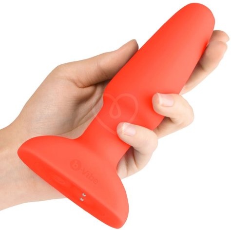 Анальная вибропробка с ротацией b-Vibe Rimming 2 оранжевая фото 9