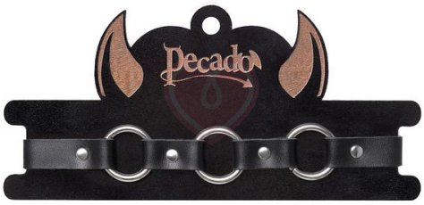 Чокер с тремя кольцами Pecado BDSM черный фото 6