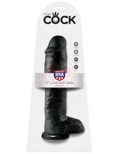 Фаллоимитатор на присоске с мошонкой King Cock with Balls 28 см чёрный фото 4