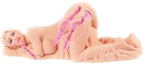 Мастурбатор куколка с тремя отверстиями Kokos Valentina с двойным слоем фото 4