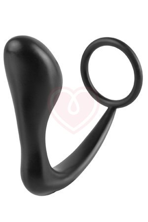 Анальная пробка с кольцом на пенис Pipedream Ass-Gasm Cockring Plug чёрный фото 2