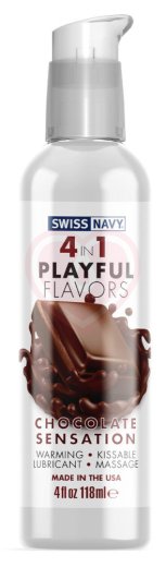 Согревающий лубрикант 4 в 1 Swiss Navy Playful Flavors Шоколад 118 мл фото 1