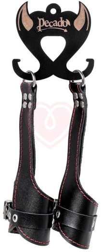 Мягкий подвес для рук с красной строчкой Pecado BDSM черный фото 6