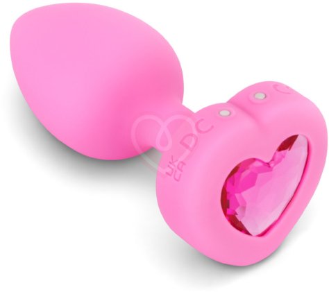 Анальная пробка с кристаллом сердцем и вибрацией b-Vibe Heart Shape Jewel Plug S/M розовая фото 6
