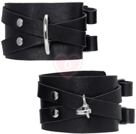 Оковы на ноги с короткой сцепкой-карабином Pecado BDSM черные фото 1